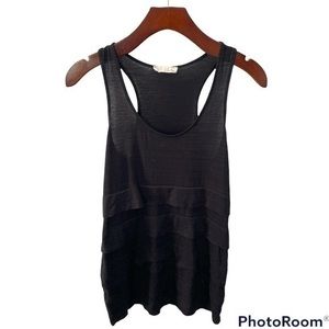 Lush Ruffled Black Racerback Blouse